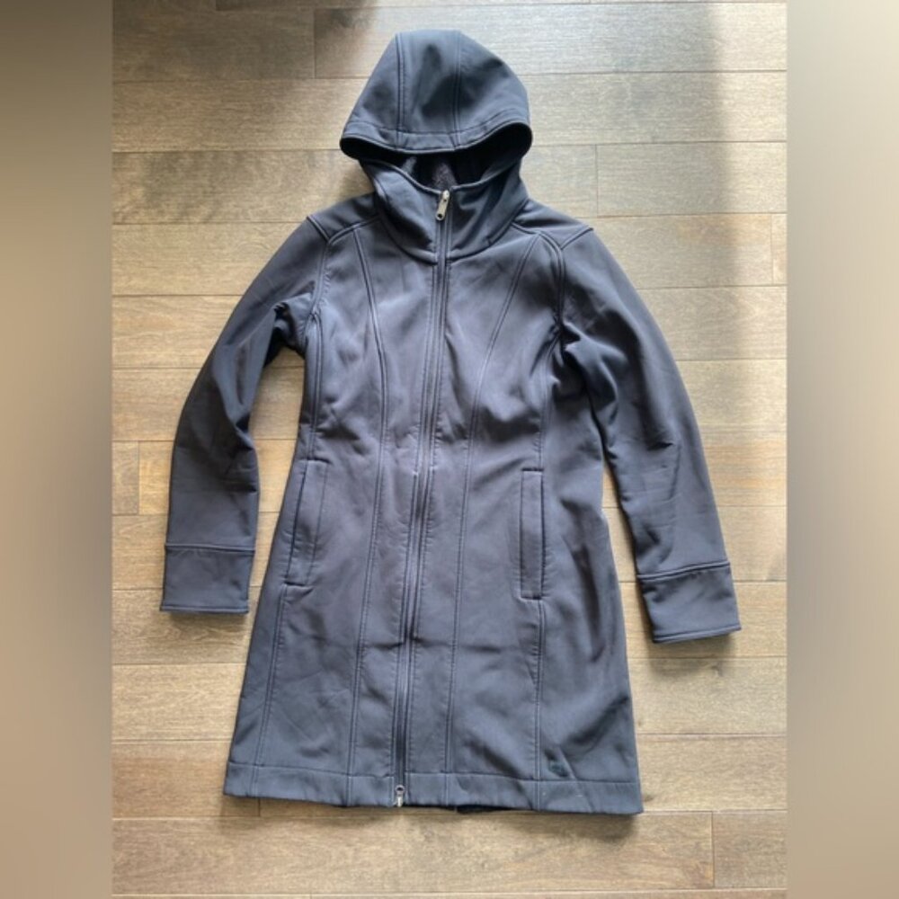 MEC black heather duster fleece lined water repellent jacket size medium